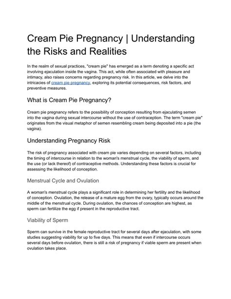 cream pie pregnancy|Cream Pie Pregnancy: Exploring Myths, Realities, and  .